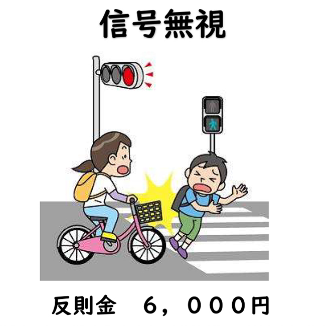 信号無視は、反則金6000円