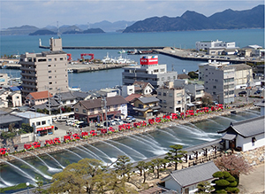 今治市消防団　今治方面隊一斉放水式の写真