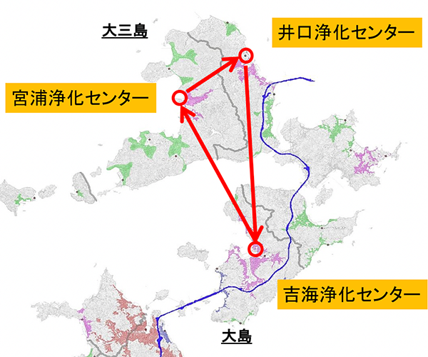 移動脱水車運用範囲の図