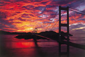 来島海峡大橋/朝焼けの写真