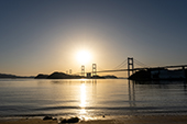 来島海峡大橋/夕景の写真