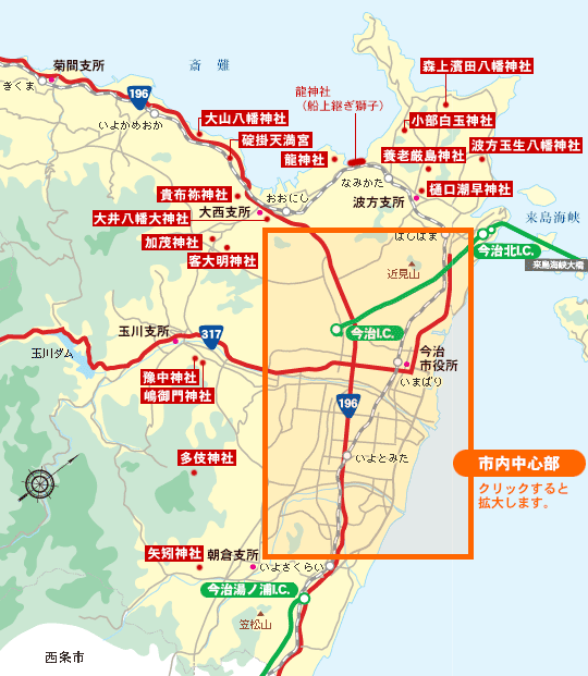 継ぎ獅子 今治市広域地図