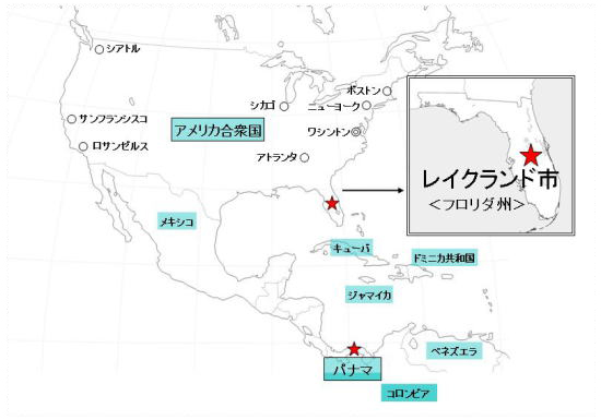 レイクランド市の位置図