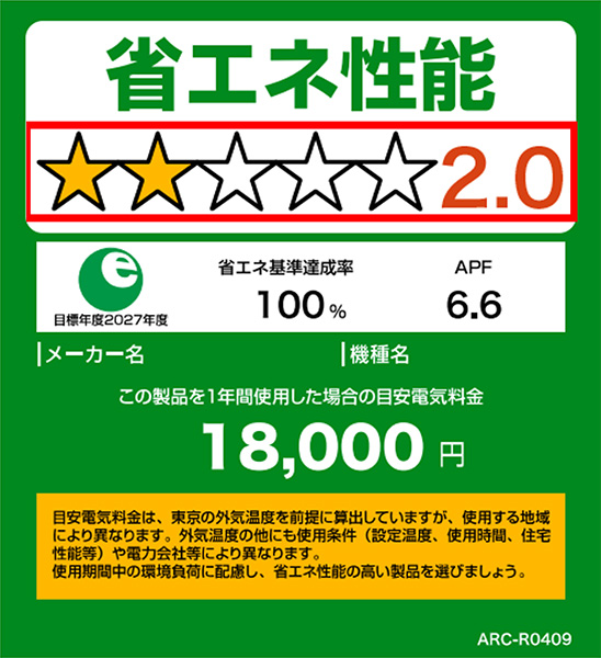 統一省エネラベルのイメージ