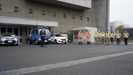 能登半島地震災害派遣職員等出発式の写真 1