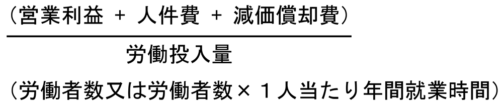 労働投入量を営業利益と人件費と減価償却費を足した数で割る